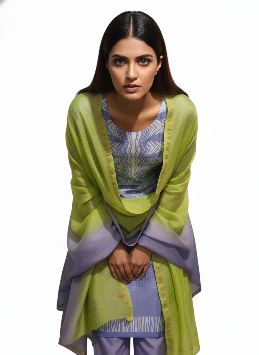 Semi Stitched Chanderi Casual Suitset