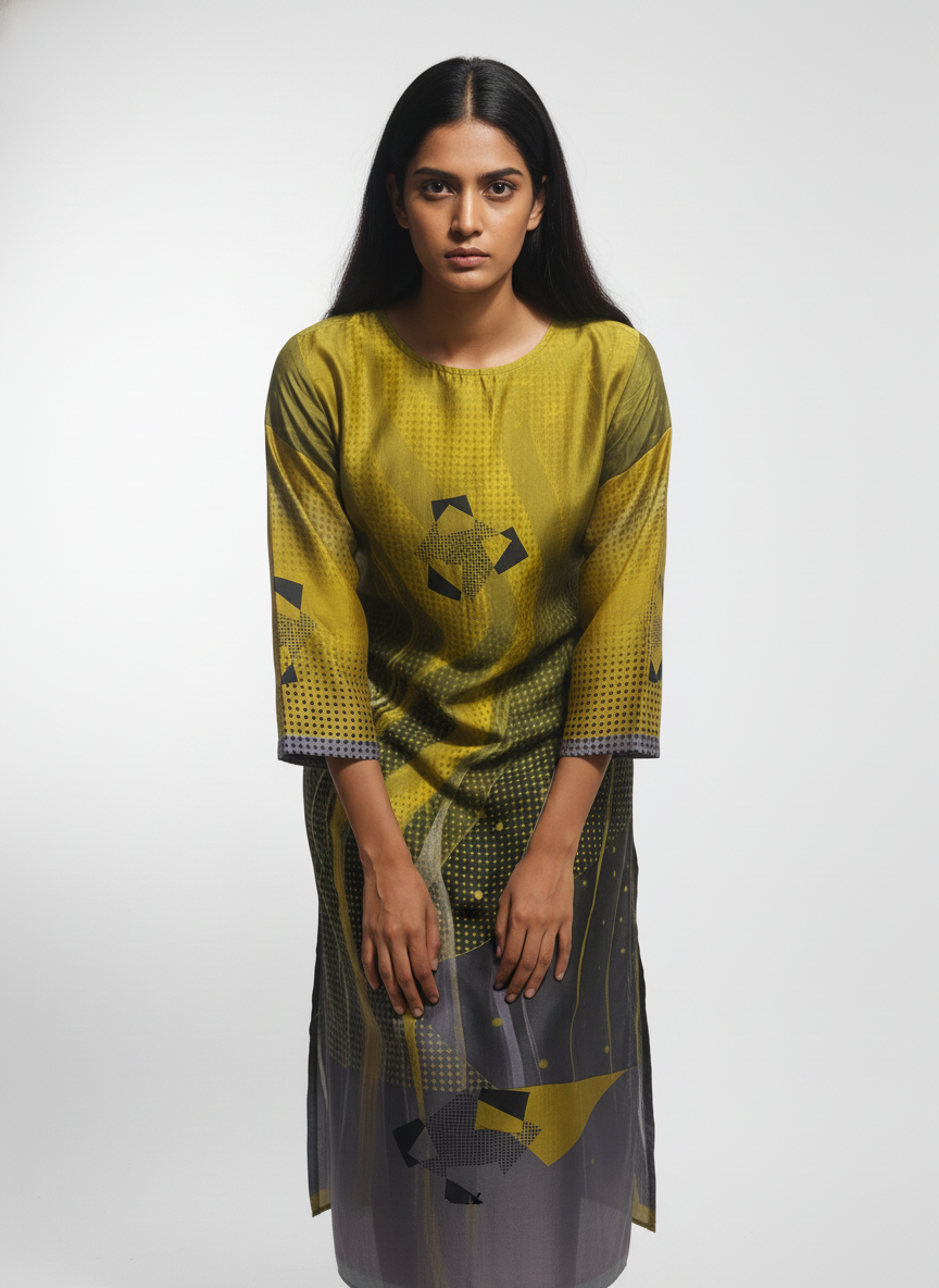 Semi Stitched Chanderi Kurta