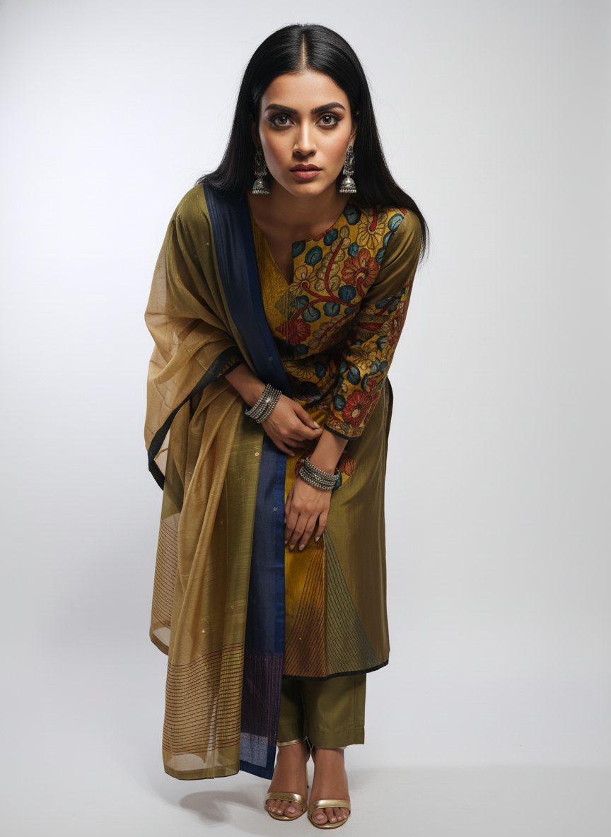 Semi Stitched Formal Chanderi Suitset