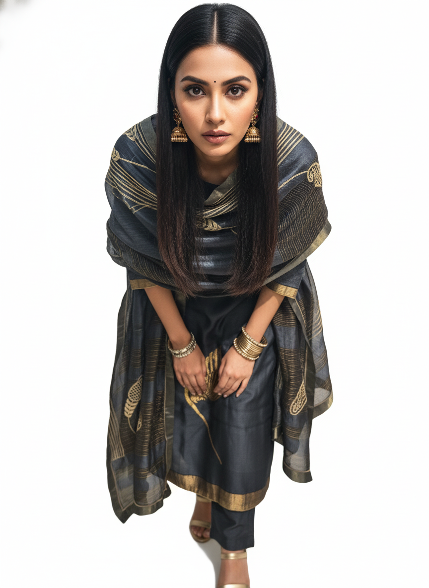 Semi Stitched Formal chanderi Suitset