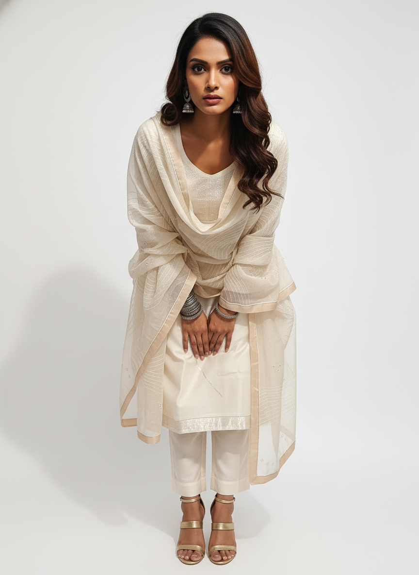 Semi Stitched Formal Chanderi Suitset