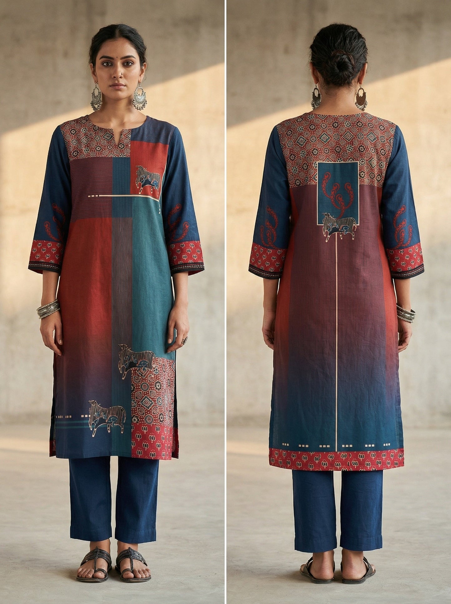 Semi Stitched Formal Chanderi Kurta VISHAL KAPUR