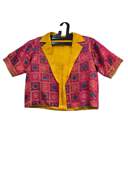 Formal Silk bandhani cropped Blazer blouse