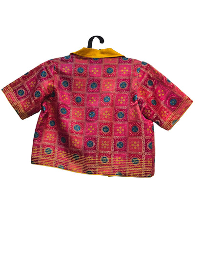 Formal Silk bandhani cropped Blazer blouse