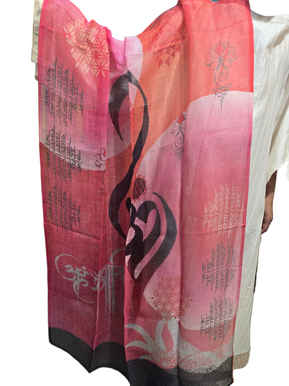 Printed silk linen Dupatta