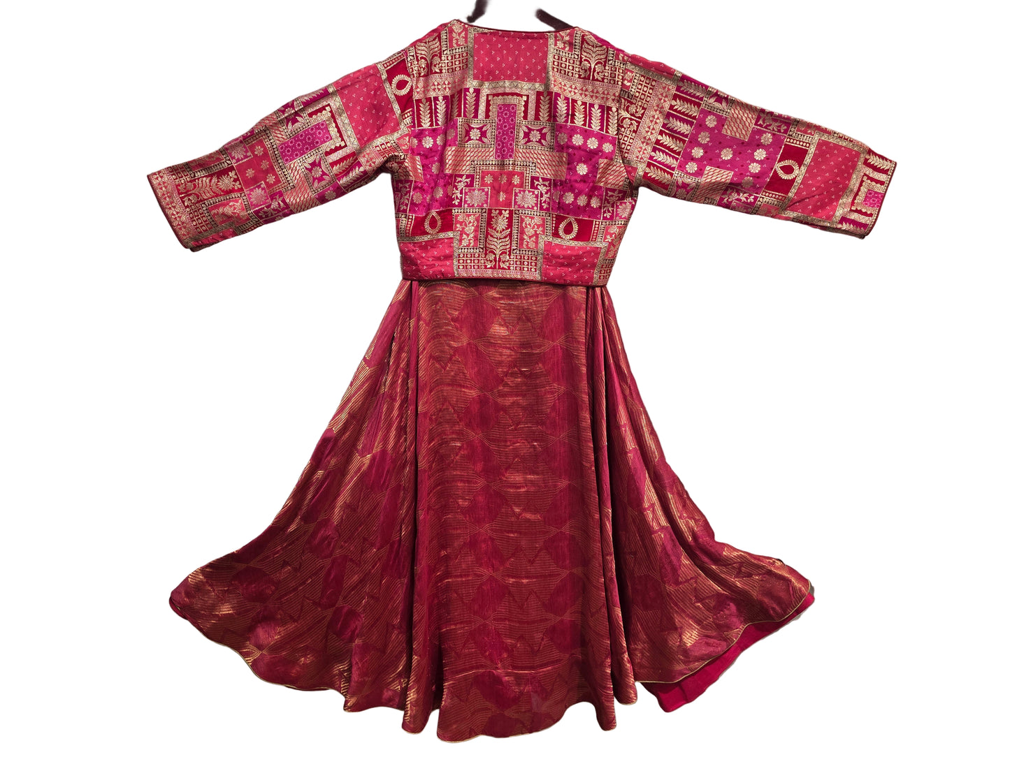 Stitched Chanderi brocade skirt set