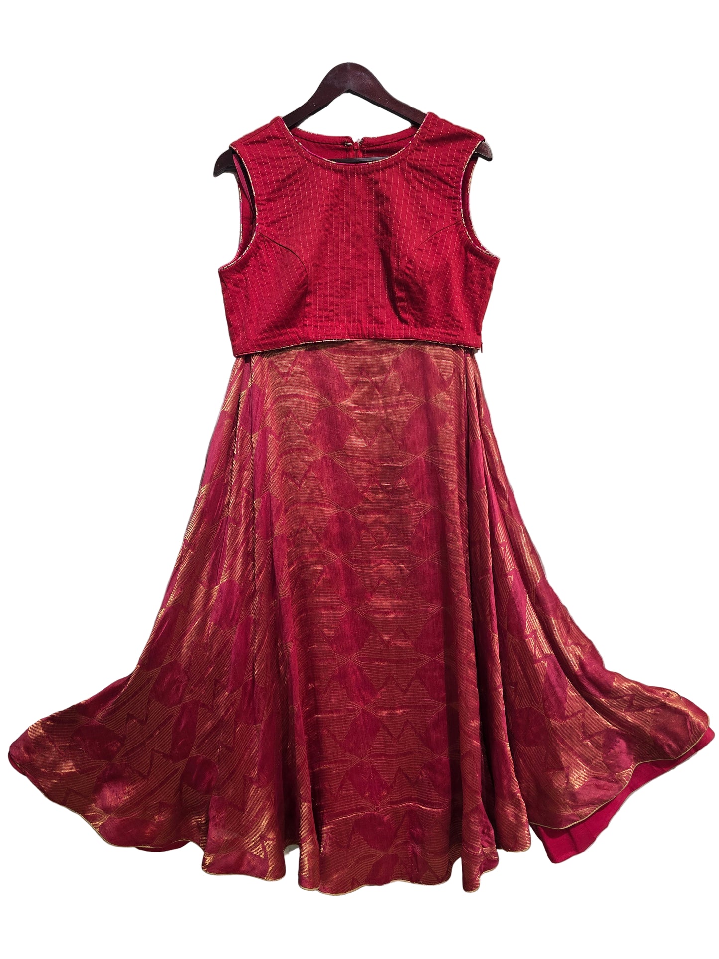 Stitched Chanderi brocade skirt set