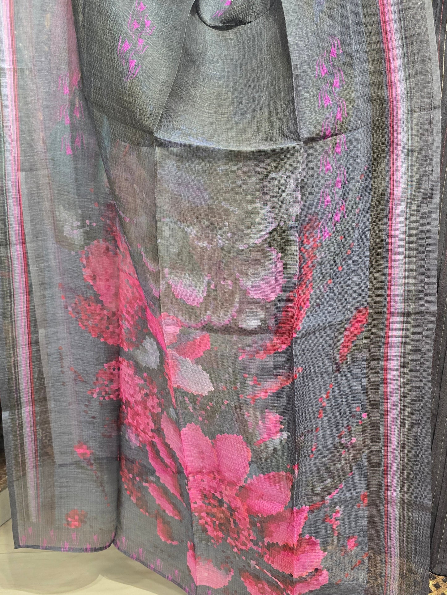 Printed silk linen Dupatta