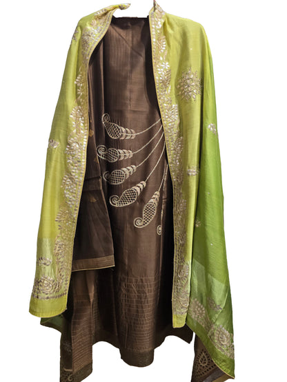 Semi Stitched Formal chanderi Suitset