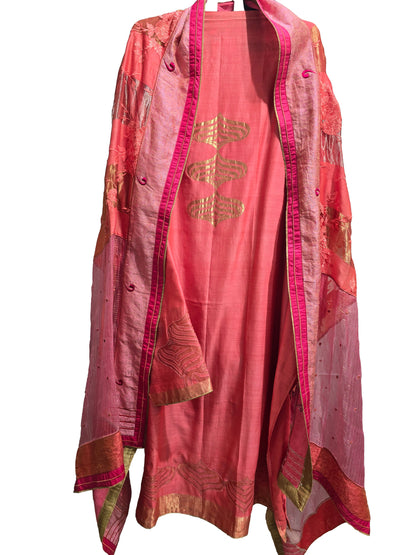 Semi Stitched Formal chanderi Suitset