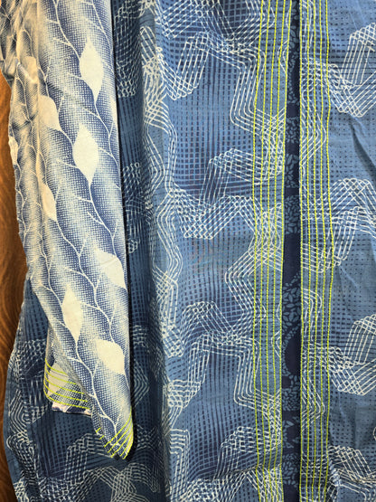 Semi Stitched Cotton Indigo blockprinted Kurta