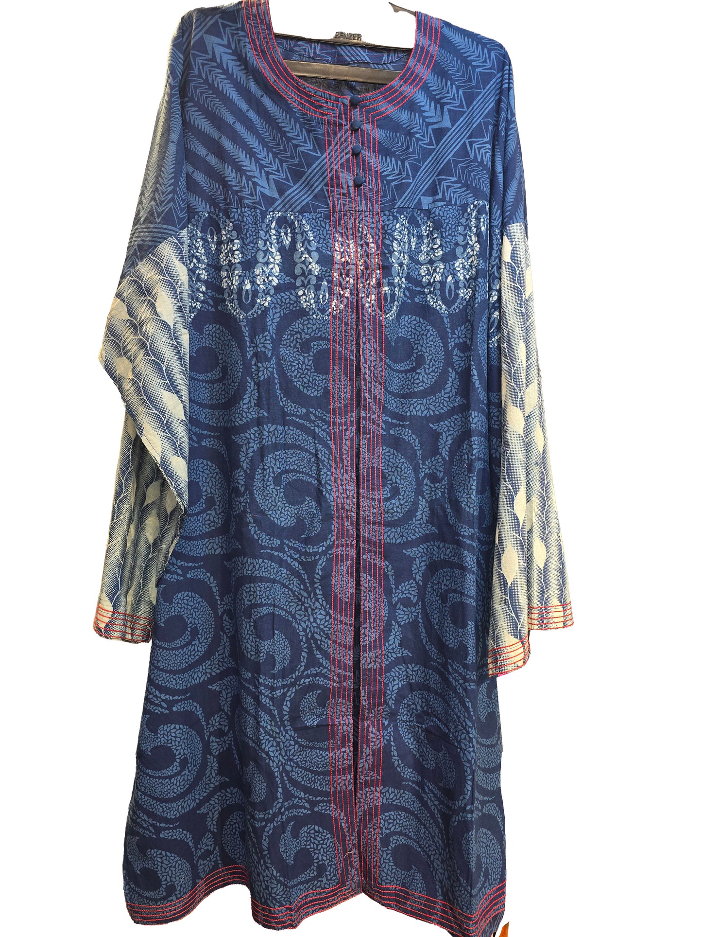Semi Stitched Cotton Indigo blockprinted Kurta