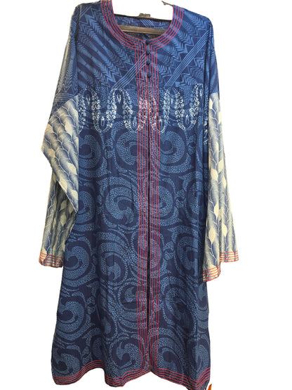 Semi Stitched Cotton Indigo blockprinted Kurta