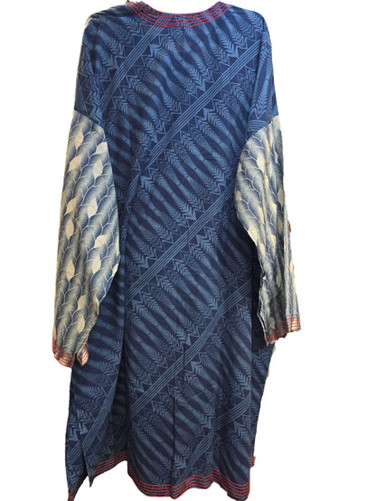 Semi Stitched Cotton Indigo blockprinted Kurta