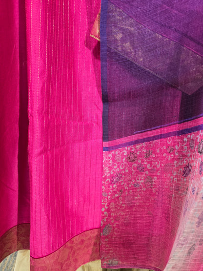 Semi Stitched Chanderi Casual Suitset