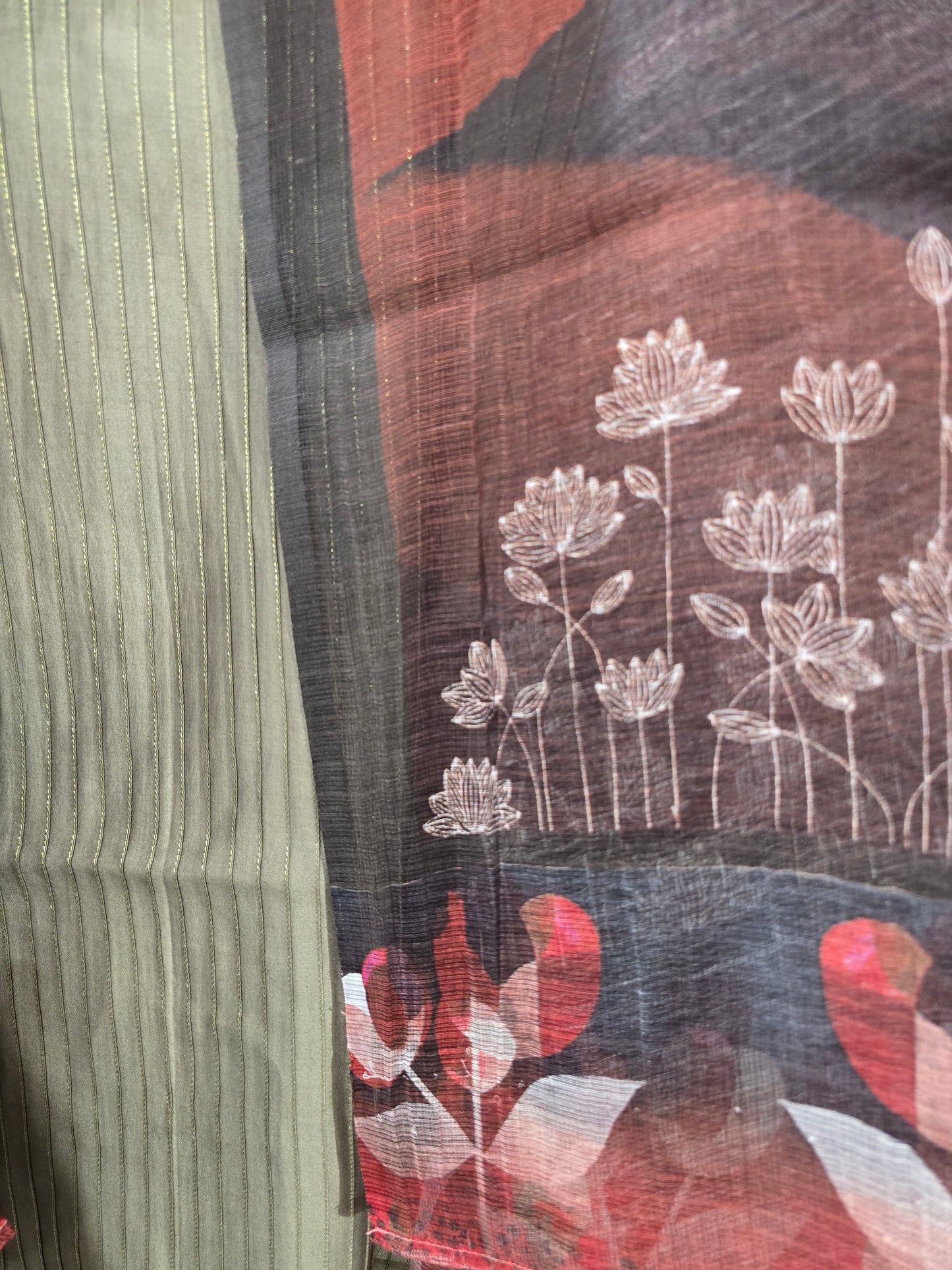 Semi Stitched Chanderi Casual Suitset