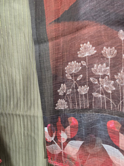 Semi Stitched Chanderi Casual Suitset