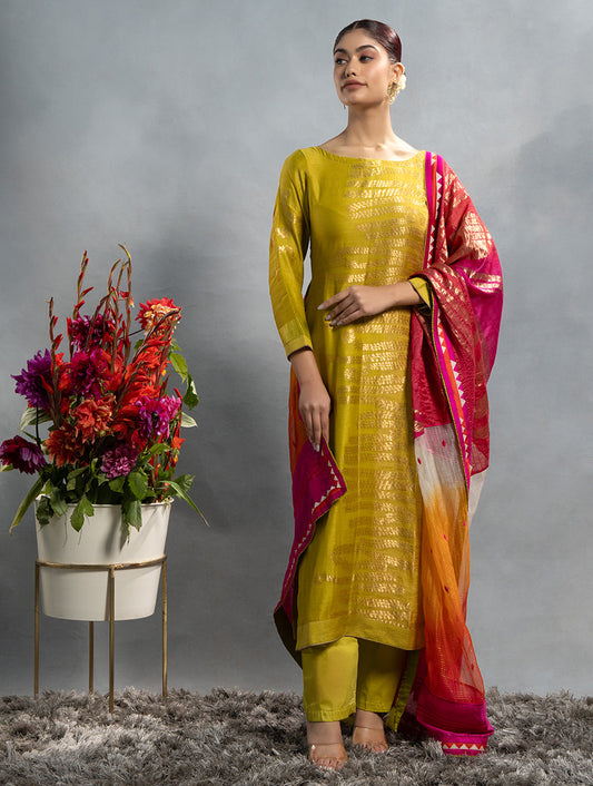 Semistitched Formal Chanderi Suitset VISHAL KAPUR STUDIO