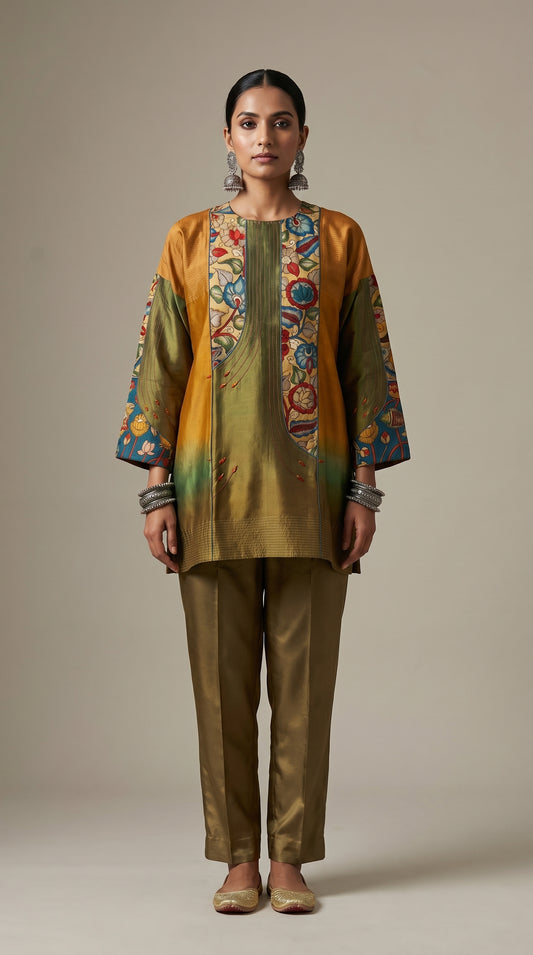 Semistitched Kalamkari Short Tunic