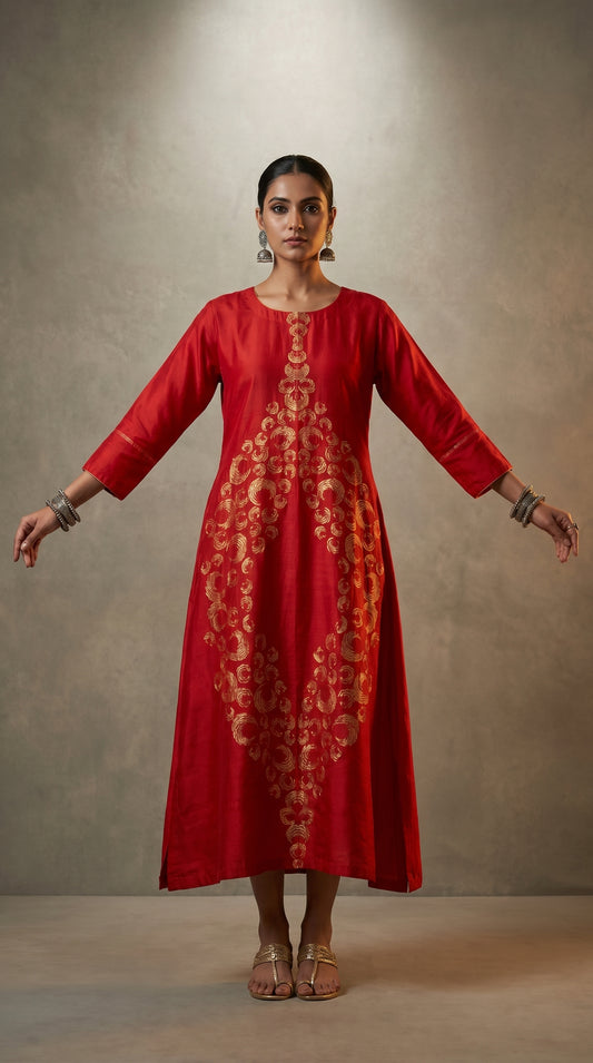 Indowestern chanderi formal dress- Ready size 42