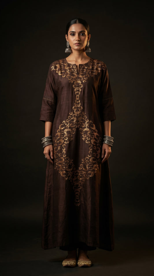 Indowestern chanderi formal dress- Ready size 42