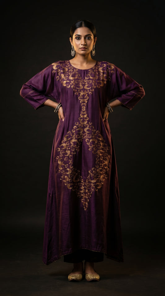 Indowestern chanderi formal dress- Ready size 42