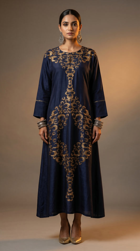 Indowestern chanderi formal dress- Ready size 42