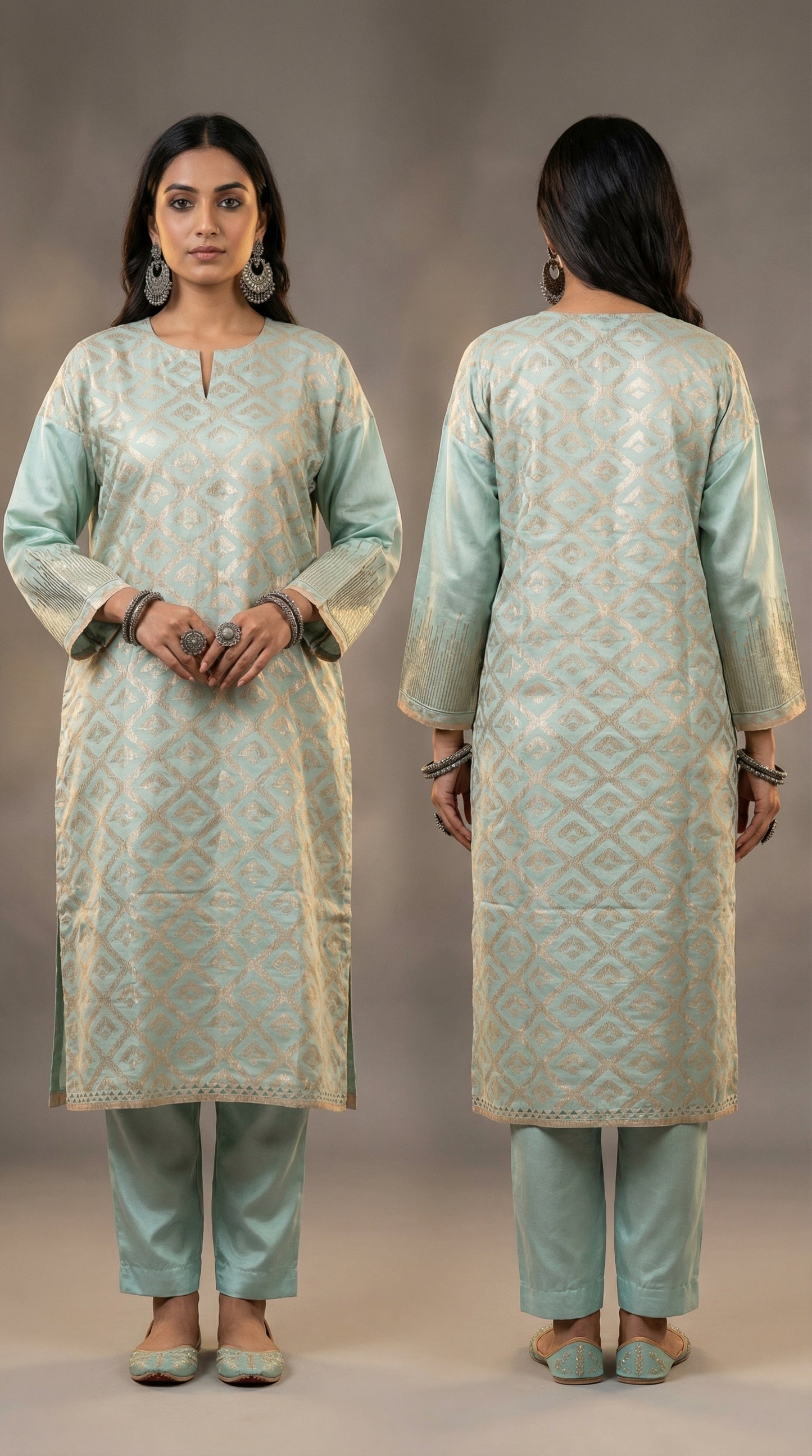 Semi Stitched Formal Chanderi Kurta