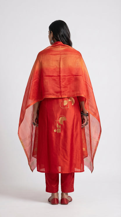 Semi Stitched Chanderi Formal Suitset