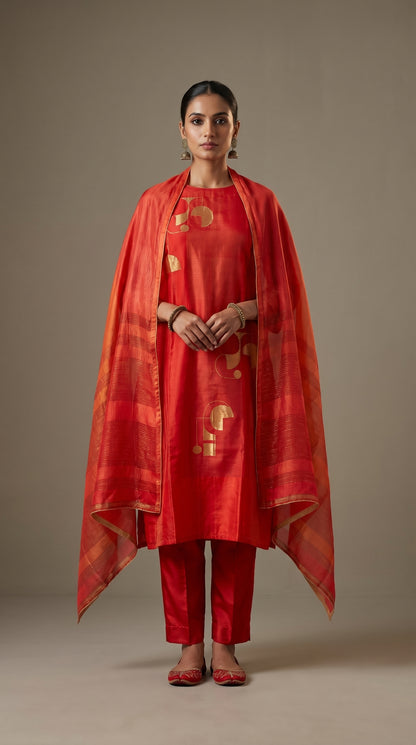 Semi Stitched Chanderi Formal Suitset