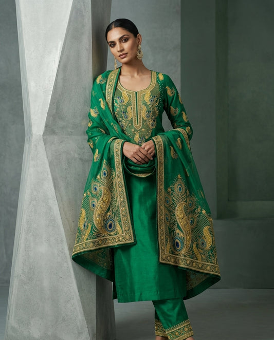 Customised Chanderi Embroidered set