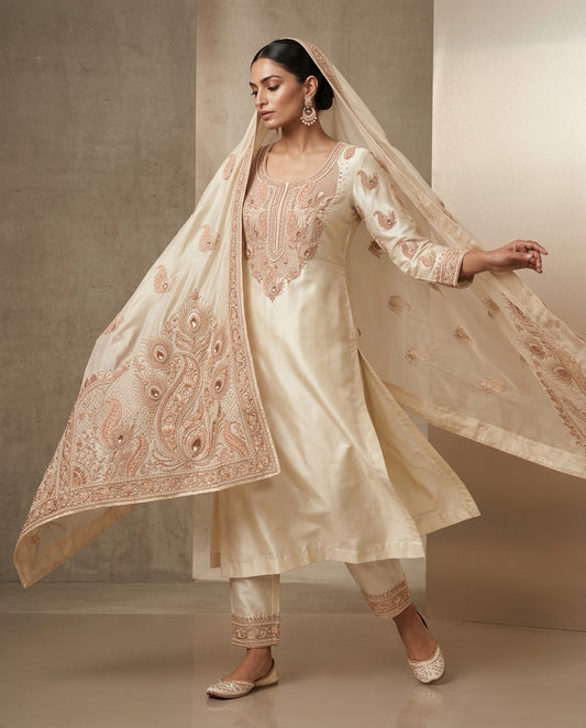Customised Chanderi Embroidered set