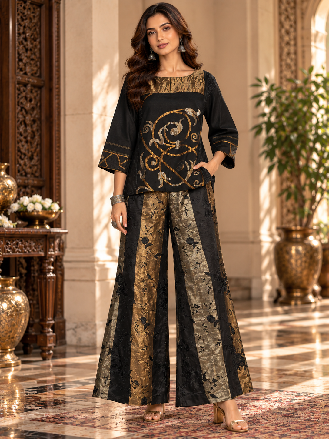 Indowestern chanderi formal coordset