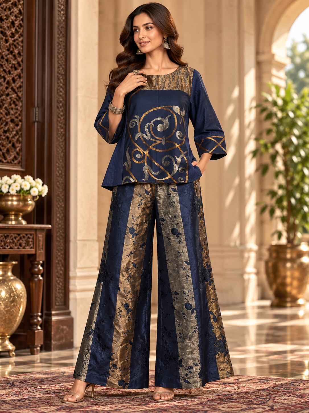 Indowestern chanderi formal coordset