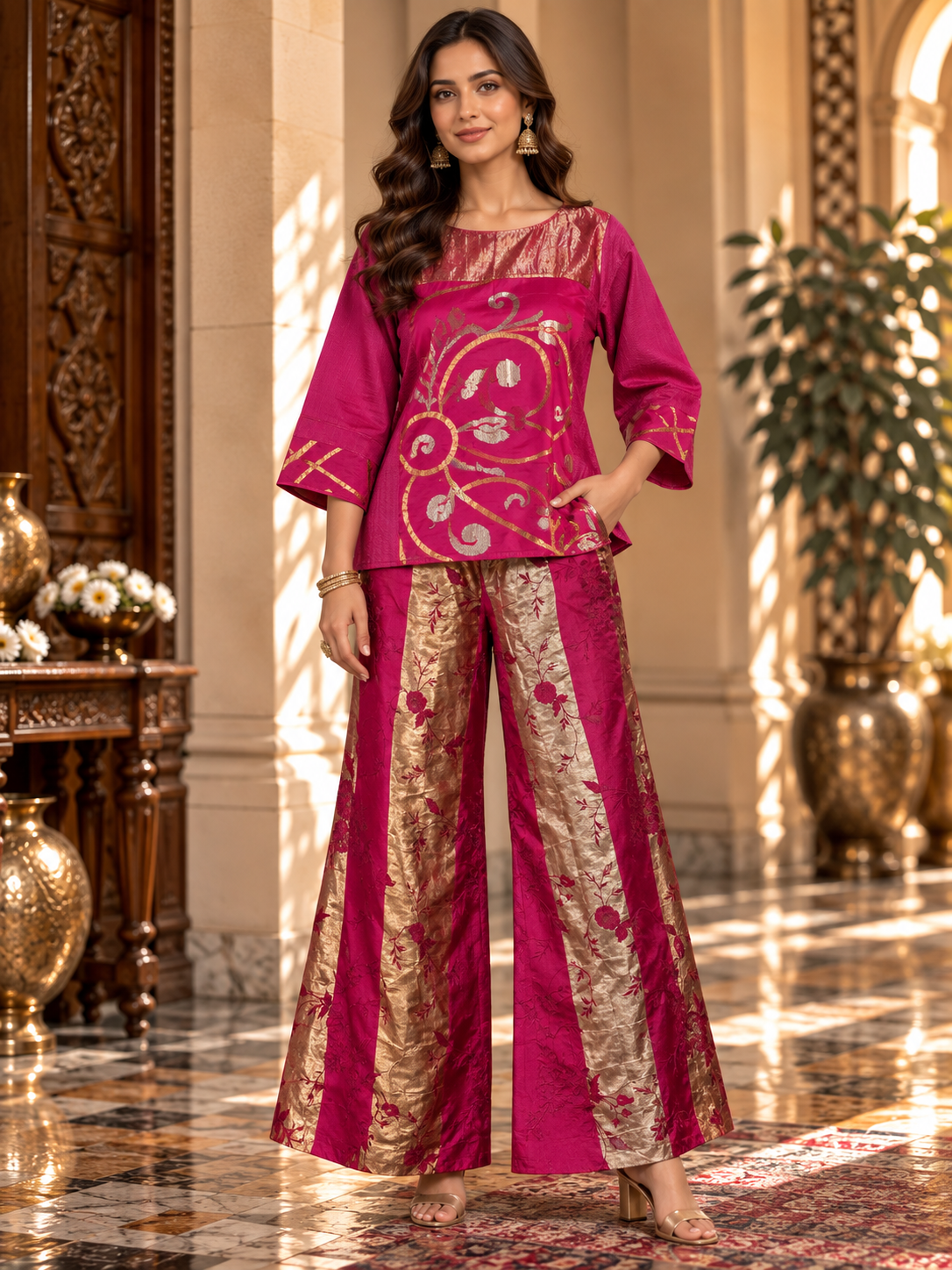 Indowestern chanderi formal coordset