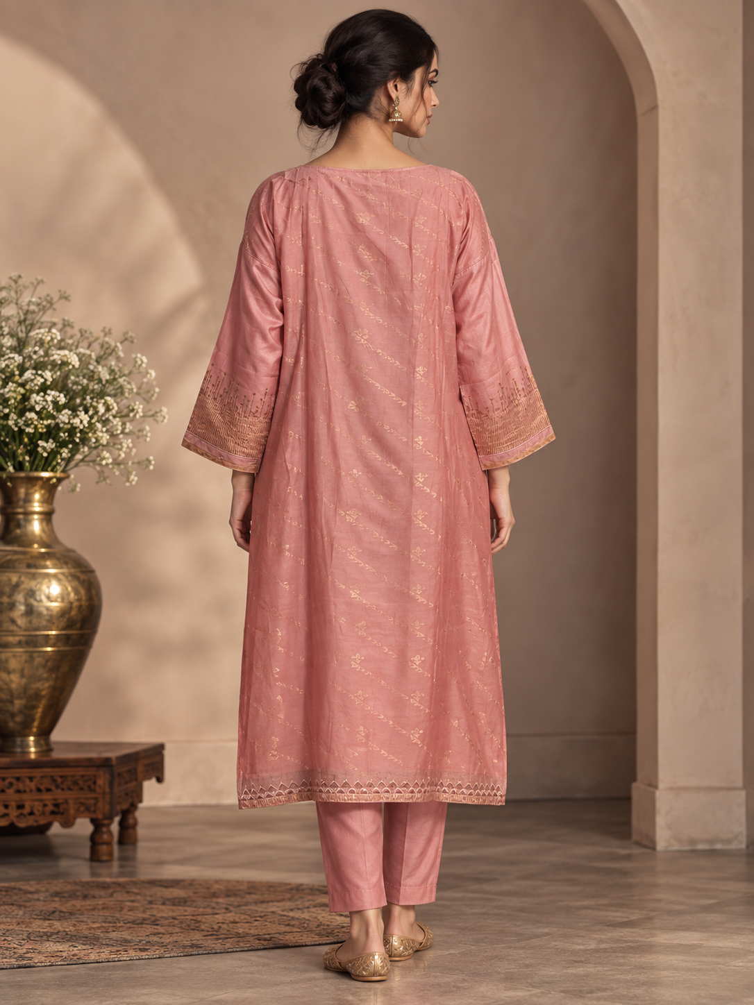 Semi Stitched Chanderi  Formal kurta