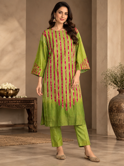 Semi Stitched Chanderi  Formal kurta