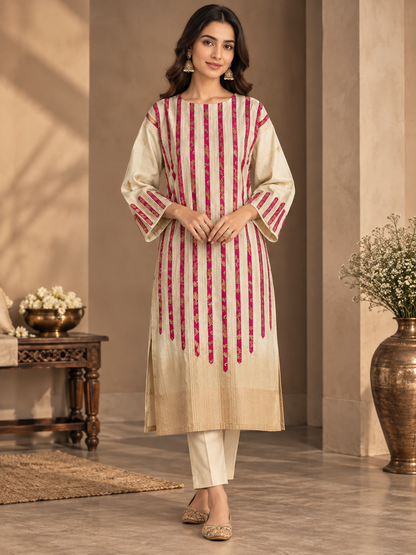 Semi Stitched Chanderi  Formal kurta