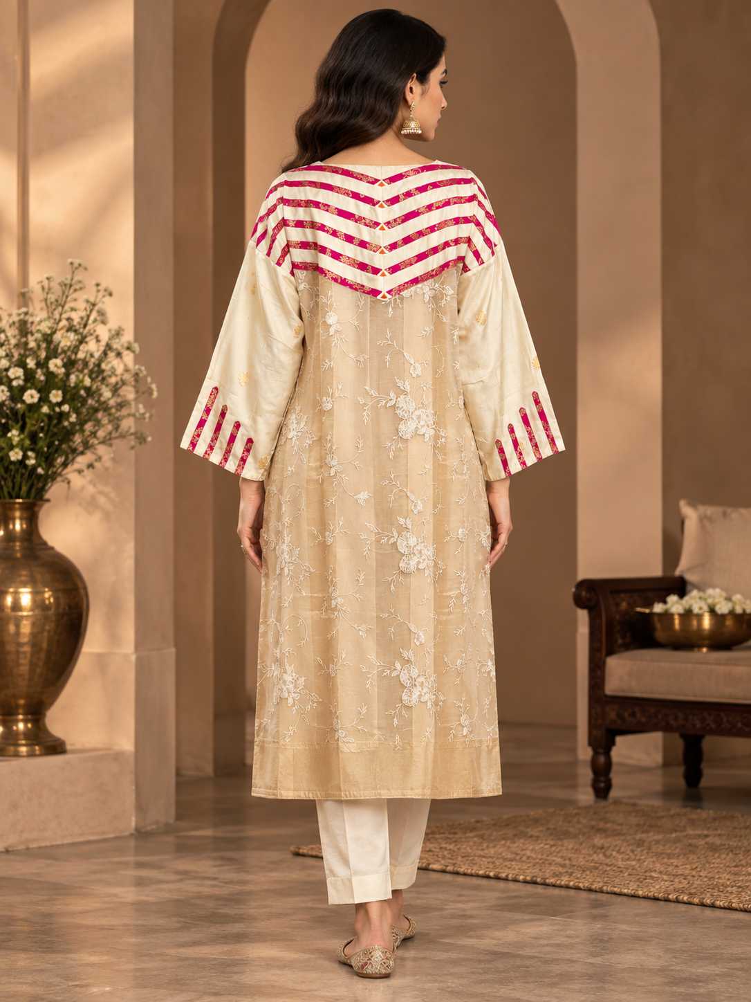 Semi Stitched Chanderi  Formal kurta