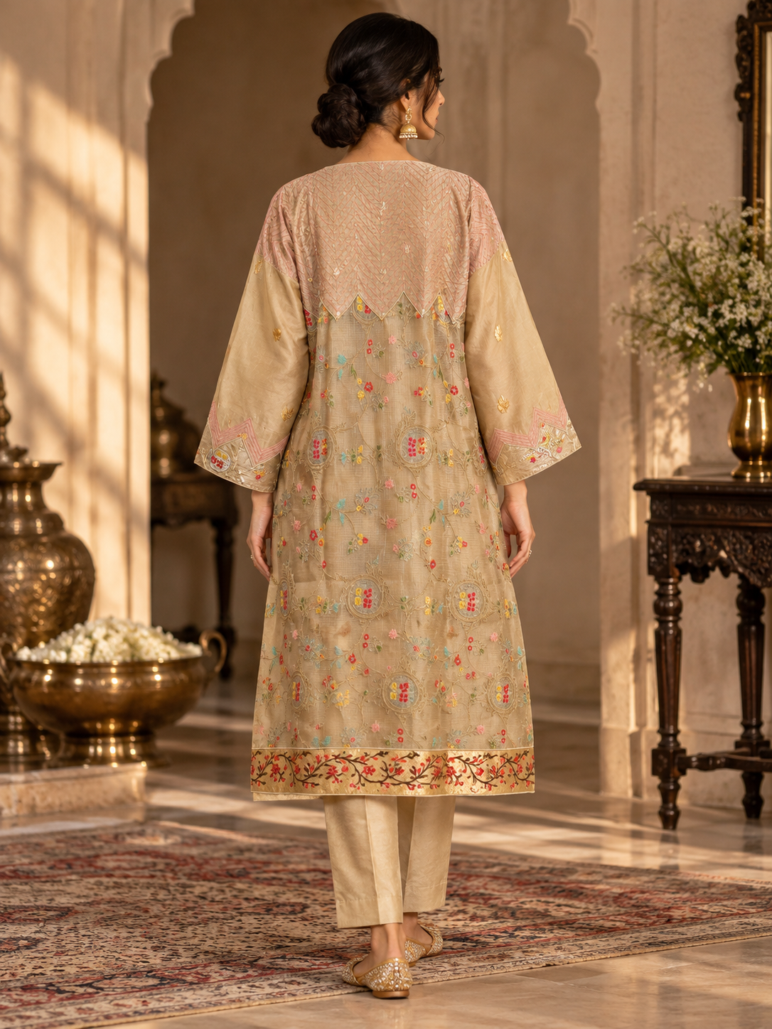 Semi Stitched Chanderi  Formal kurta