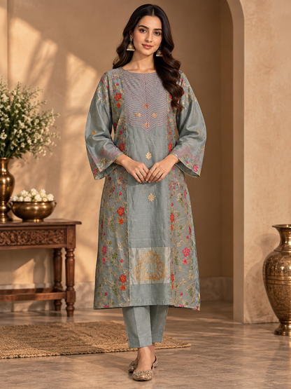 Semi Stitched Chanderi  Formal kurta