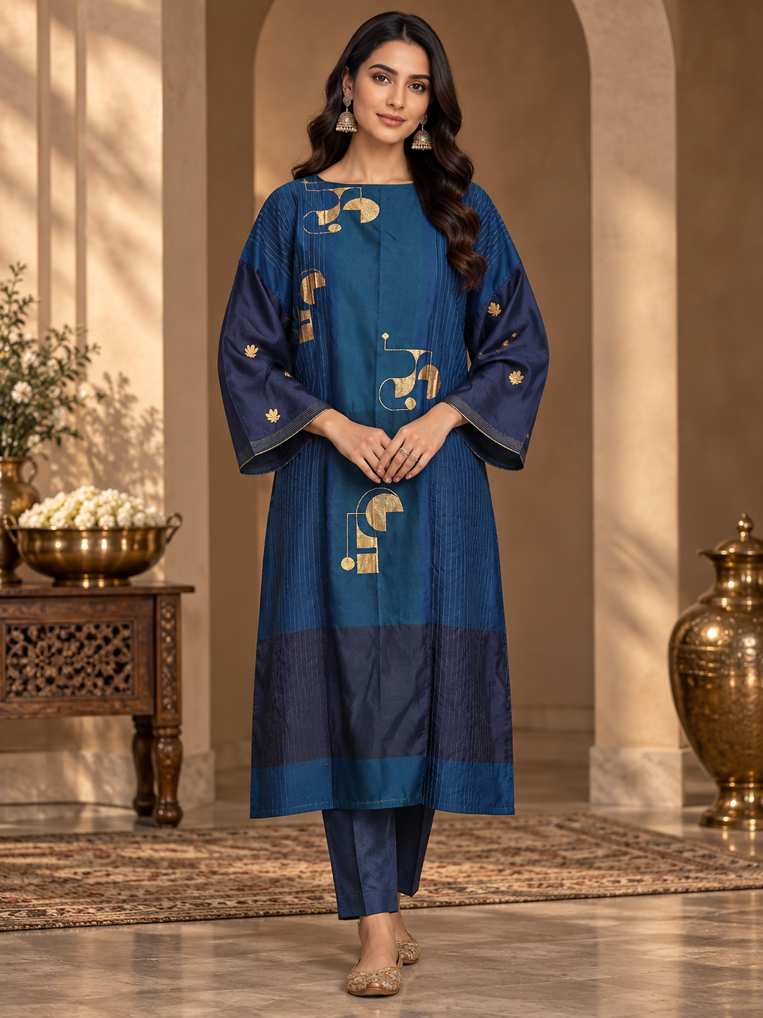 Semi Stitched Chanderi  Formal kurta