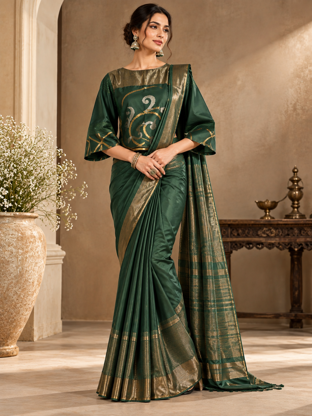 Semi Stitched Chanderi Ɓlouse
