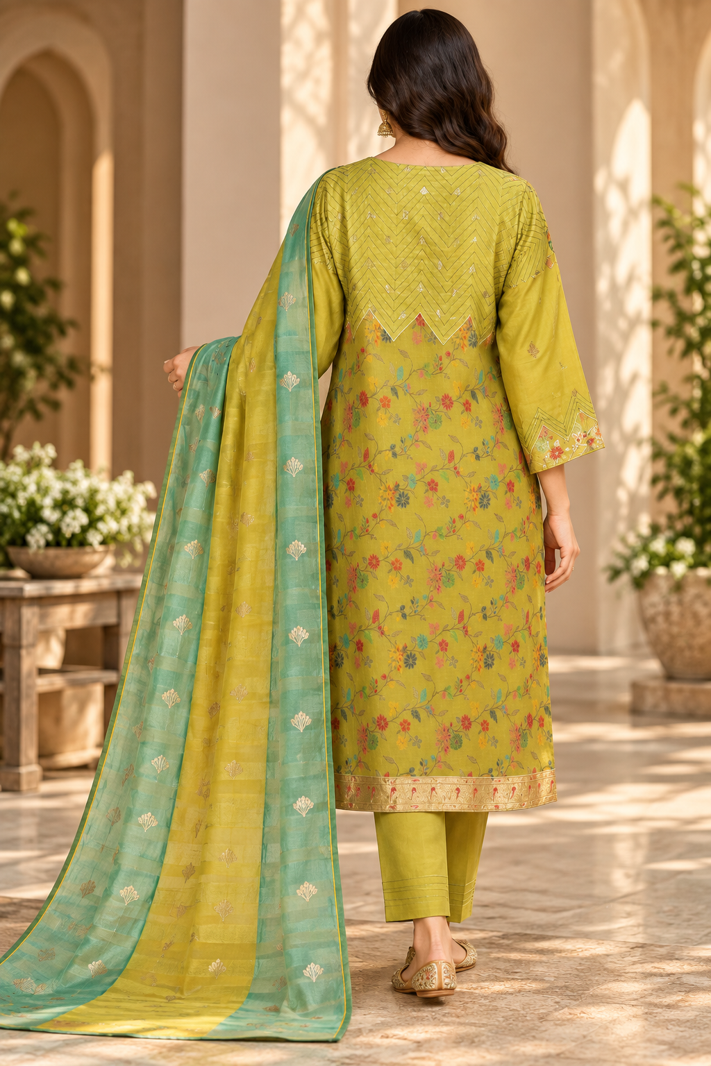 Semi Stitched Chanderi Formal Suitset