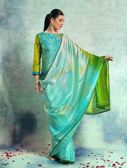 Contemporary Designer Semi-Stitched Blouse - Handcrafted in Rajasthan with Traditional Shibori Lehariya Techniques VISHAL KAPUR STUDIO