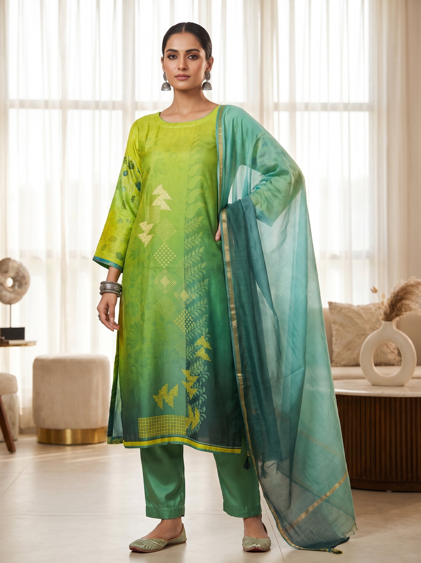Semi Stitched Cotton Casual Suitset