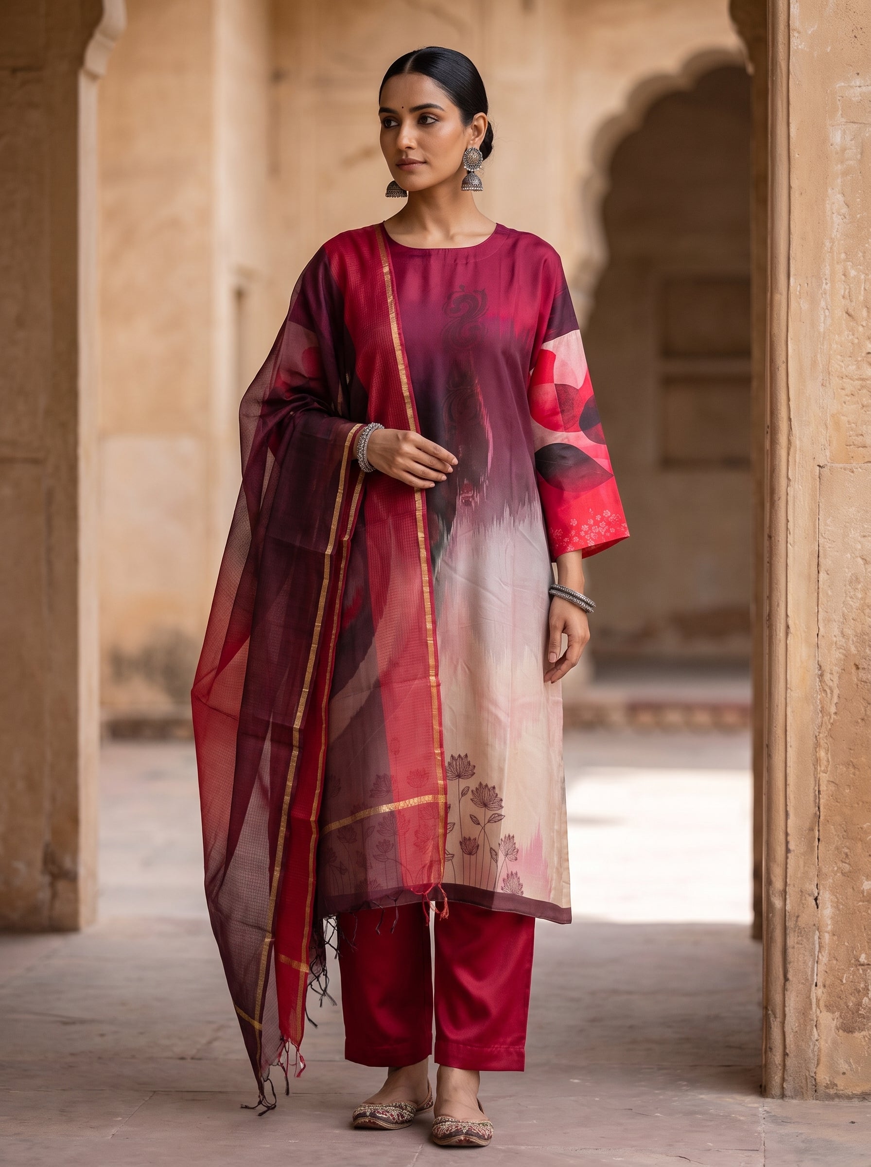 Semi Stitched Chanderi Casual Suitset VISHAL KAPUR