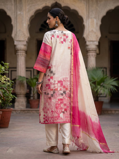 Semi Stitched Chanderi Casual Suitset VISHAL KAPUR