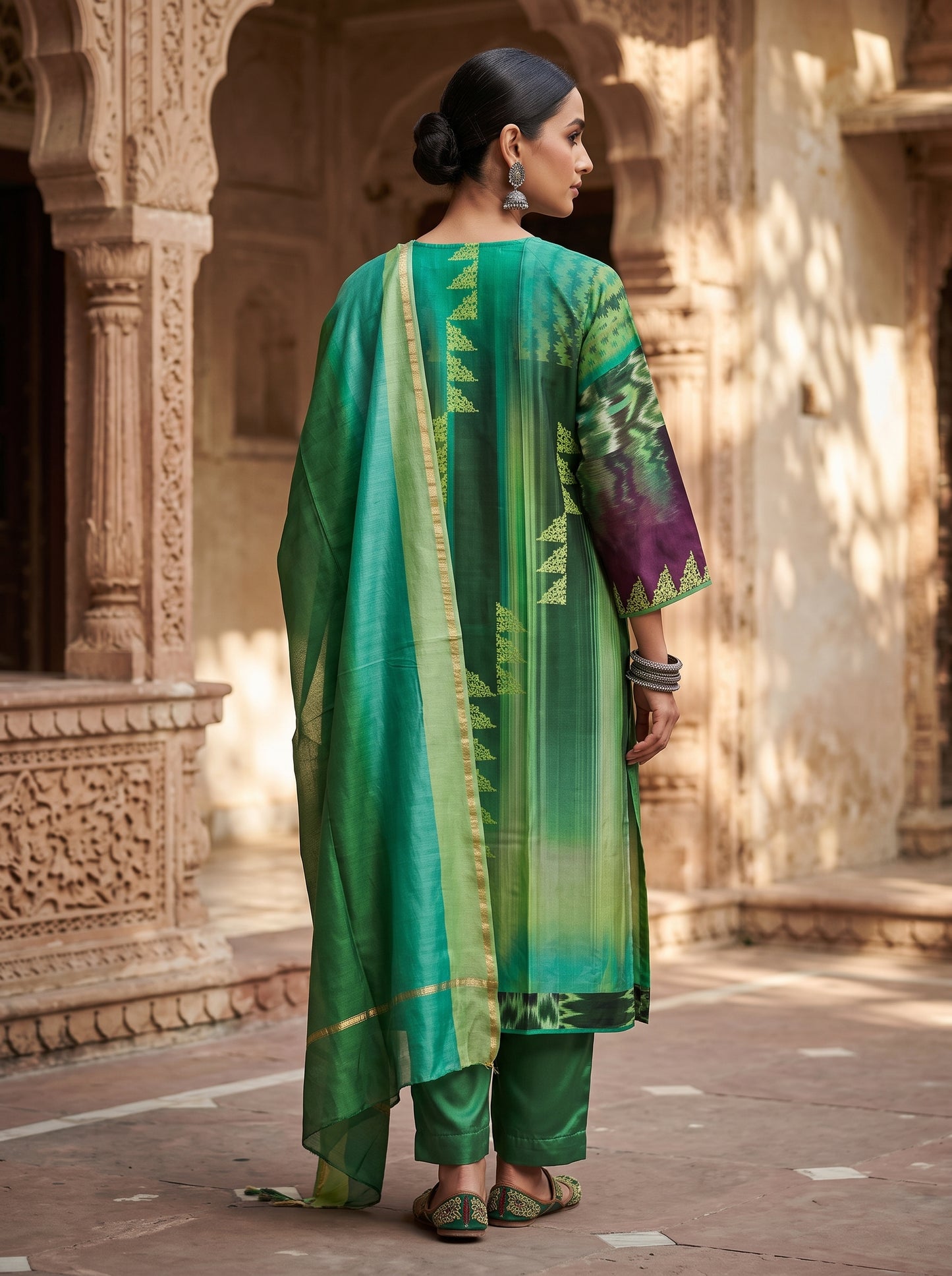 Semi Stitched Chanderi Casual Suitset