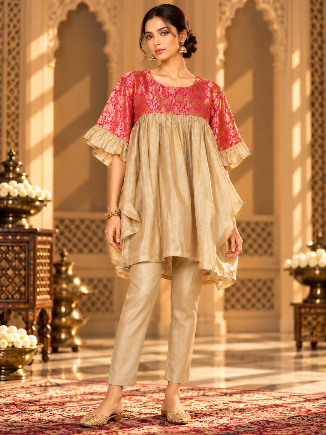 Indowestern chanderi formal coordset